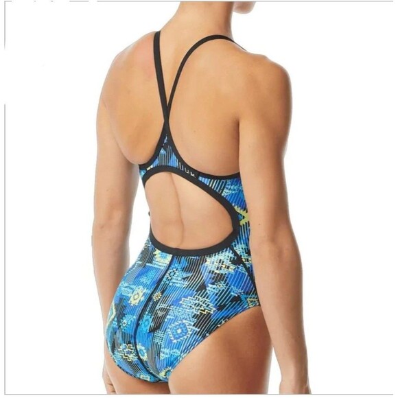 TYR Female Size 30 Azoic Diamondfit Durafast 1pc Swimsuit WDDAZ7A Lined Blue $60 - Picture 4 of 16